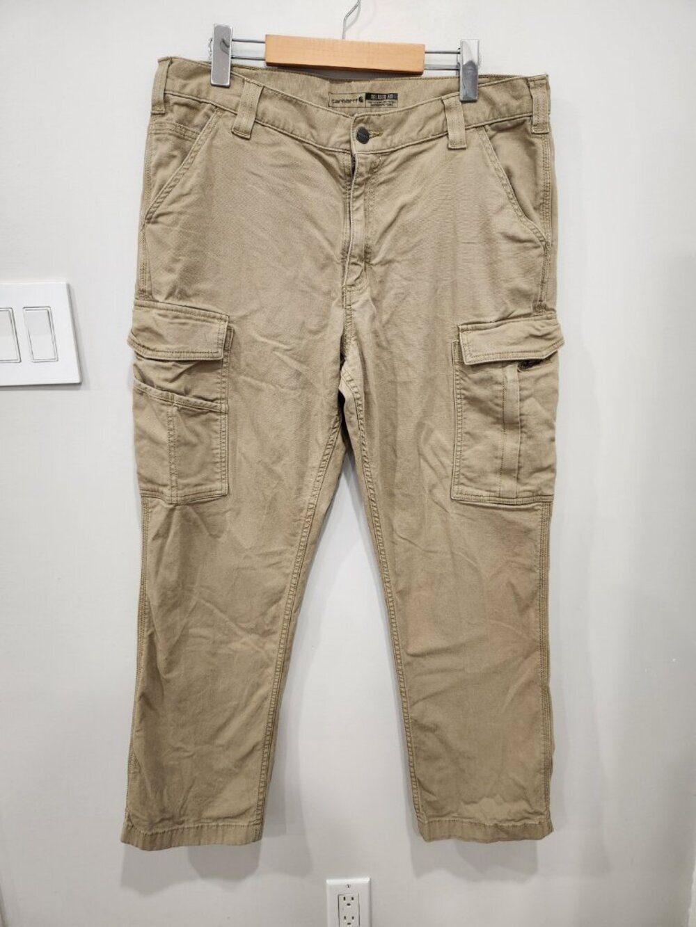 Carhartt Rugged Flex Cargo Work Pants Mens 36x30 Tan Relaxed Fit Canvas